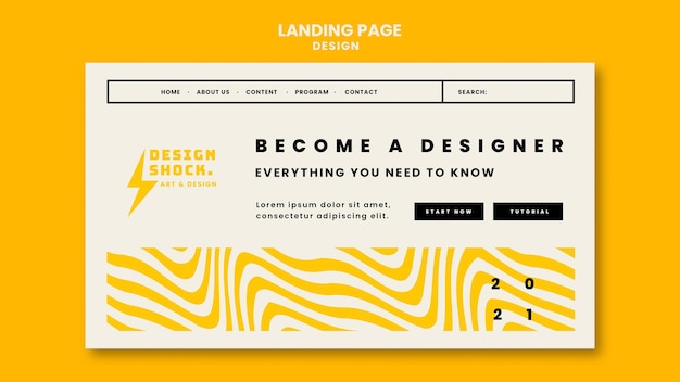 Landing page for graphic design courses