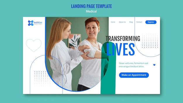 Landing page for healthcare