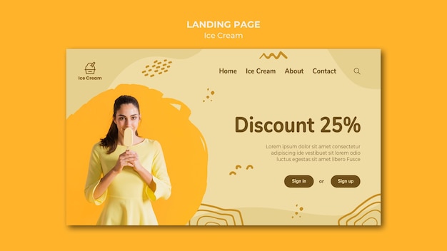 Free PSD landing page ice cream template