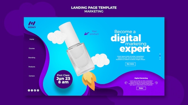 Free PSD landing page for marketing company with product