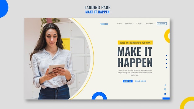 Landing page memphis business ad template