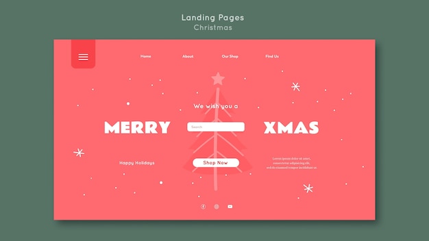 Free PSD landing page merry xmas template