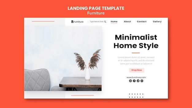 Landing page for minimalist furniture designs