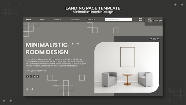 Landing page minimalist interior design template