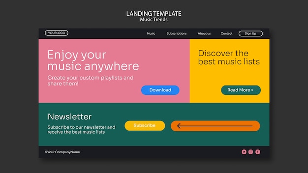 Landing page music streaming platform template