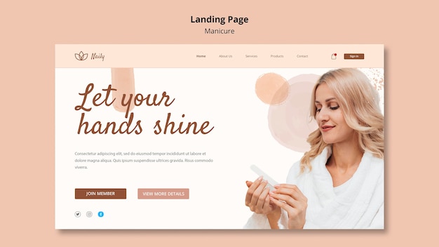 Landing page for nail salon