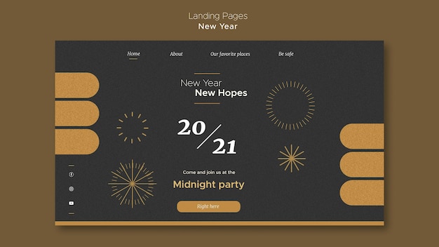 Free PSD landing page for new year's midnight party