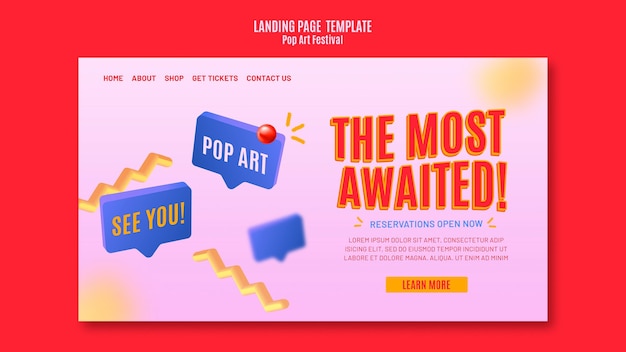 Landing page pop art festival template