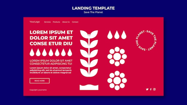 Landing page save the planet template