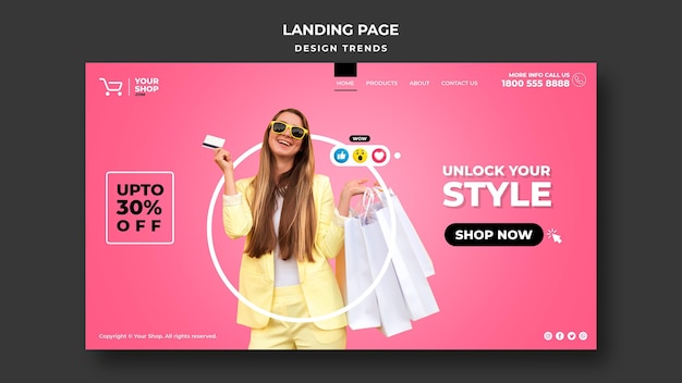 Landing page shopping woman template