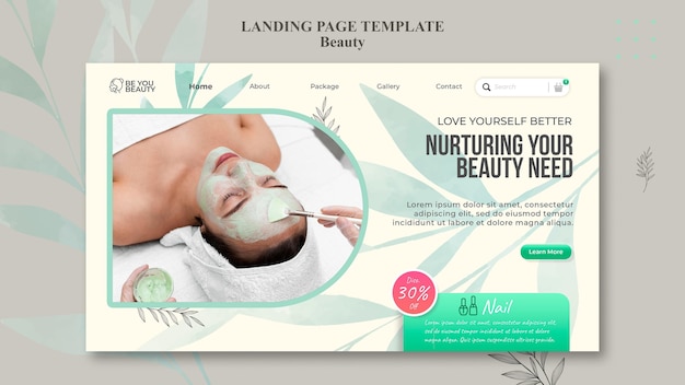 Free PSD landing page for skincare and beauty with woman