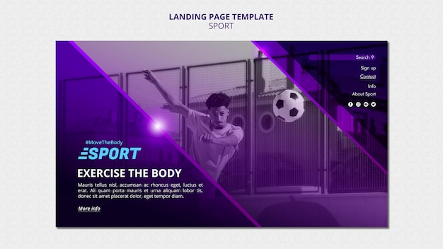 Landing page for sporting activities