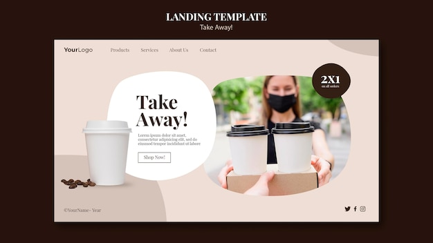 Free PSD landing page for takeaway coffee