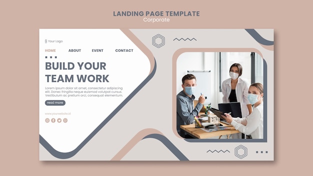 Free PSD landing page team work template