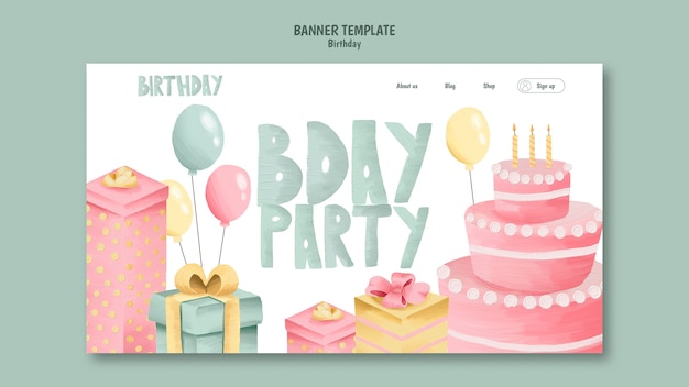 Landing page template for birthday party celebration