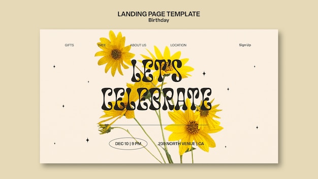 Free PSD landing page template for birthday party