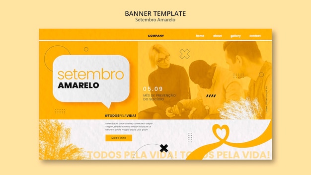 Free PSD landing page template for brazilian suicide month prevention awareness campaign