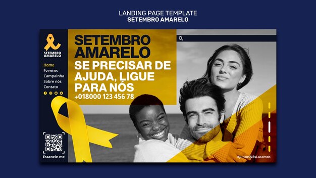 Free PSD landing page template for brazilian suicide prevention month awareness