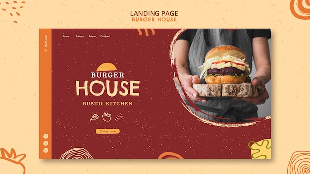 Free PSD landing page template burger house