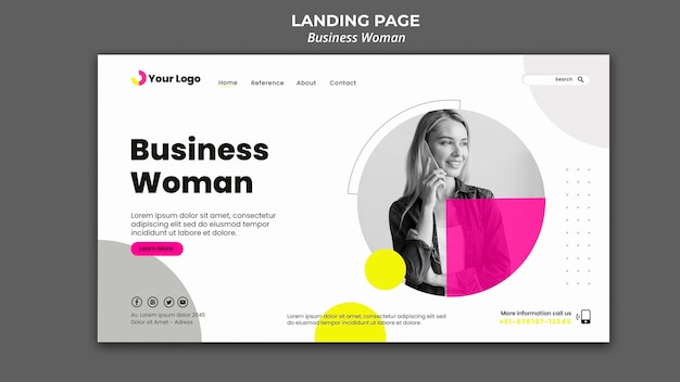 Landing page template for businesswoman