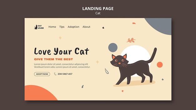 Free PSD landing page template for cat adoption