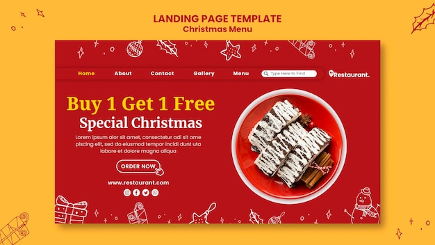 Free PSD landing page template for christmas food restaurant