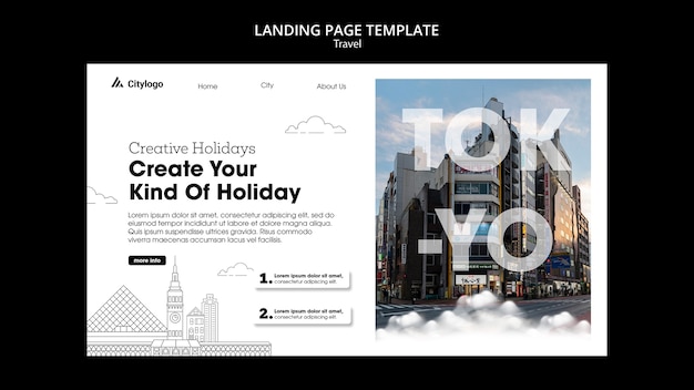 Free PSD landing page template for city traveling