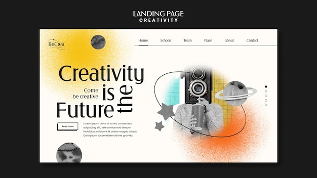 Free PSD landing page template for creativity