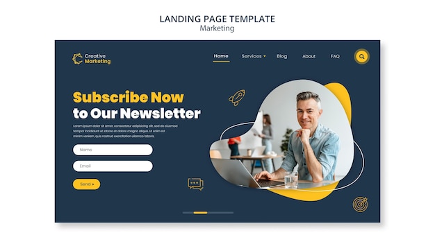 Landing page template design for newsletter