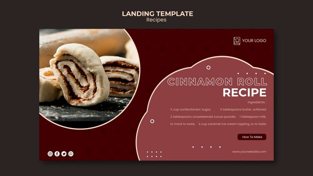 Free PSD landing page template dessert recipes