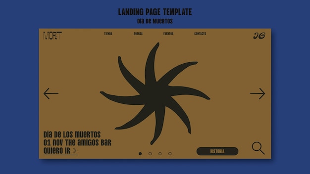 Free PSD landing page template for dia de muertos holiday