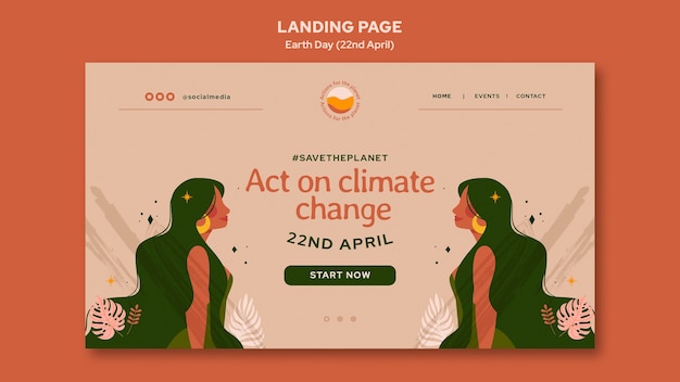 Free PSD landing page template for earth day