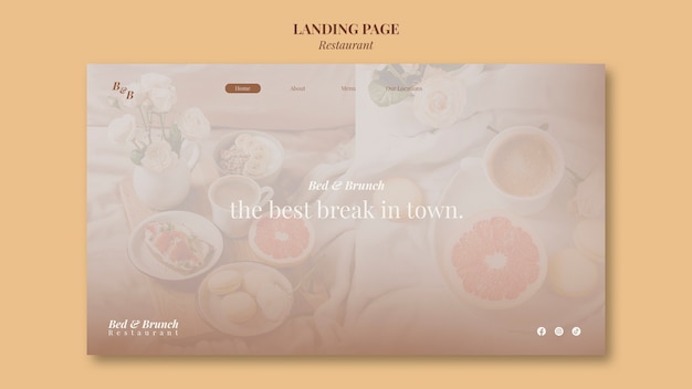 Free PSD landing page template for elegant and fancy restaurant