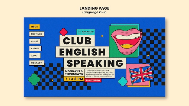 Landing page template for english language club