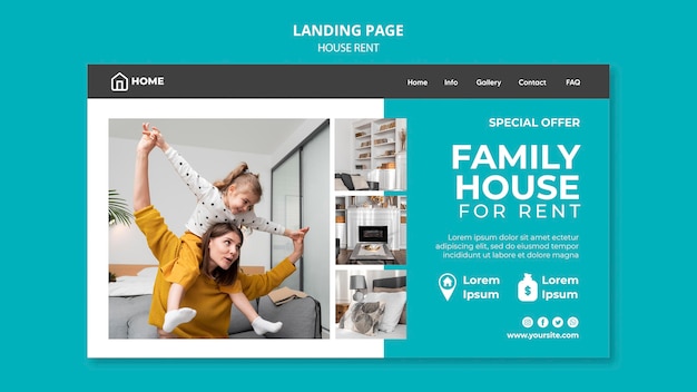 Free PSD landing page template for family house renting