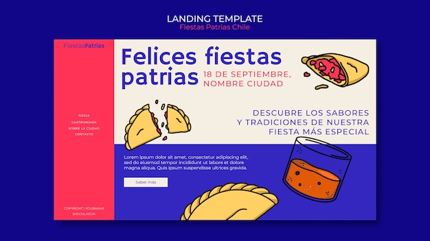 Free PSD landing page template for fiestas patrias chile celebrations