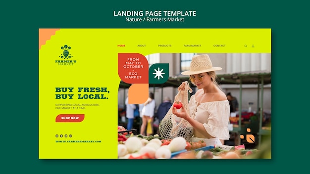 Free PSD landing page template for fresh and organic farmer's marker food