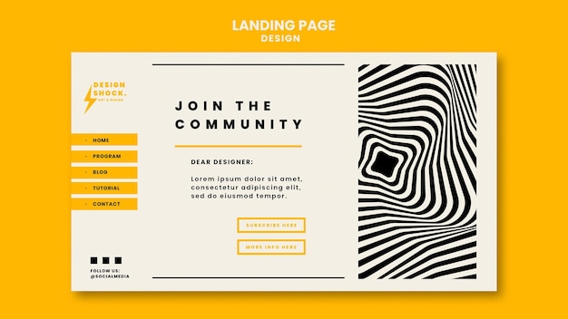 Free PSD landing page template for graphic design courses