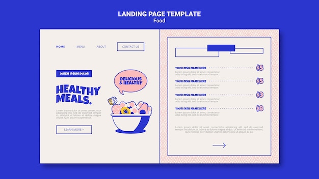 Free PSD landing page template for healthy meals