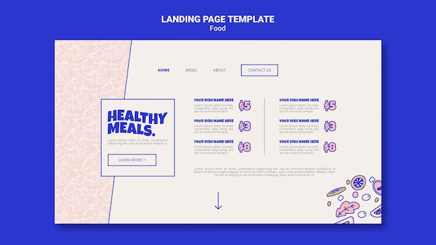 Free PSD landing page template for healthy meals