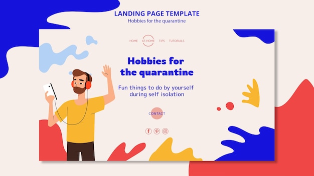 Free PSD landing page template for hobbies during quarantine