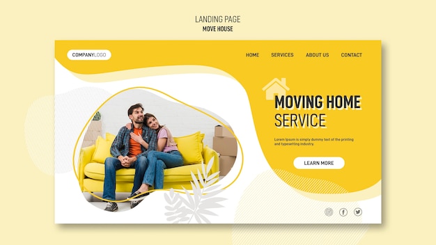 Free PSD landing page template for house relocation services