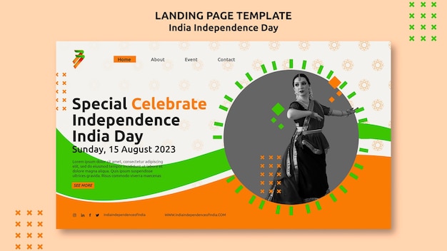 Free PSD landing page template for india independence day celebration