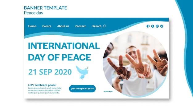 Free PSD landing page template for international day of peace