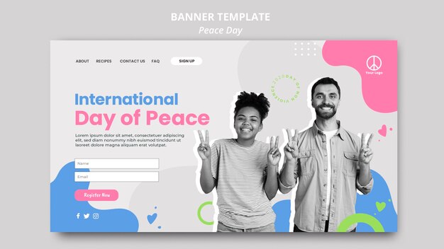 Landing page template for international peace day celebration