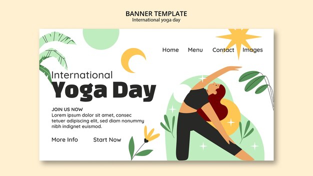 Free PSD landing page template for international yoga day celebration