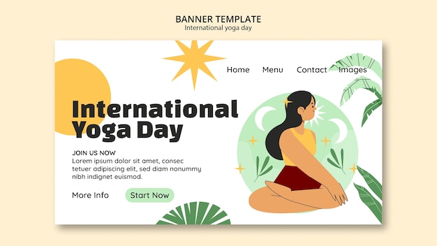 Free PSD landing page template for international yoga day celebration