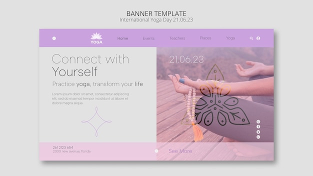 Free PSD landing page template for international yoga day celebration