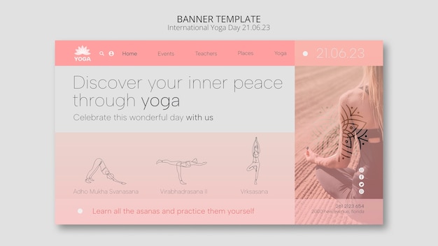 Free PSD landing page template for international yoga day celebration