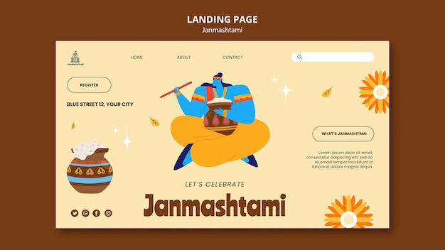 Landing page template for janmashtami celebration